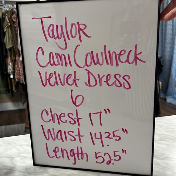 Taylor Sleeveless Cami Cowl Neck Solid Velvet Midi Length Dress Size 6 - Picture 9 of 13